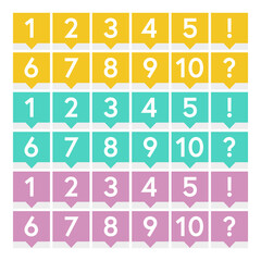 カラフルな数字アイコンセット吹き出し風