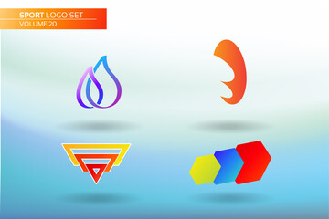 Fototapeta na wymiar Abstract Modern Sport Logo Set Template. Modern Flame, Letter B Negative space, triple hexagon