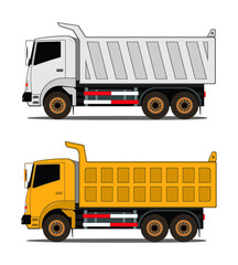 Ten wheels dump truck drawing in vector