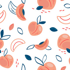 Vector seamless pattern with peaches. Abstract design for paper, textile, interior decor, wrapping, prints.