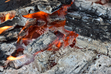 burning charcoal on a barbecue, embers in the fire, embers, fire, campfire, embers background
