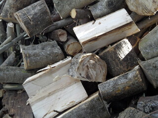 axe and firewood in winter