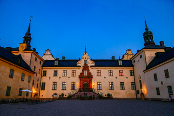 Fototapeta premium Tyreso, Sweden The facade of the Tyreso Palace grounds at sunset, built in 1636.