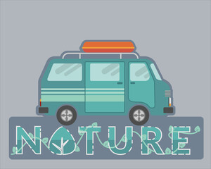 Recreation vehicle design for travel agency sticker, logo, banner