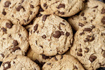 Evenly distributed Home made chocolate cookies top view