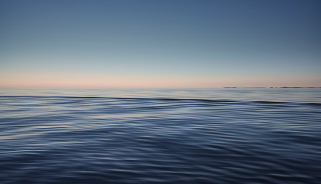 Blue sea and sky background. Waves shot at long exposure.
