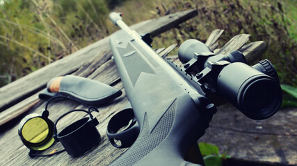 air rifle with telescopic sight , for sport hunting