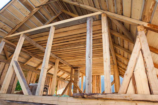 wood or wooden beams in a new house construction