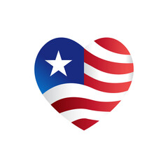 American Flag In Heart vector Illustration