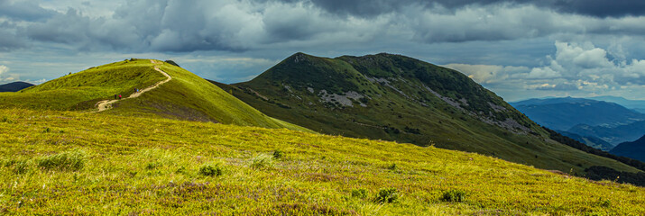 Hiking trail to Tarnica Bieszczady in Poland. Huge hills in the mountains. © K.Miłkowski