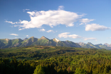 Przełęcz nad Łapszanką Panorama Tatr 