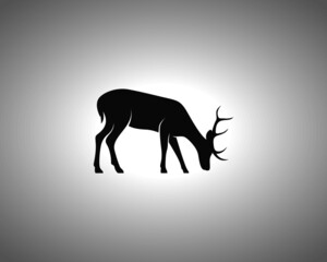 Deer Silhouette on White Background. Isolated Vector Animal Template for Logo Company, Icon, Symbol etc
