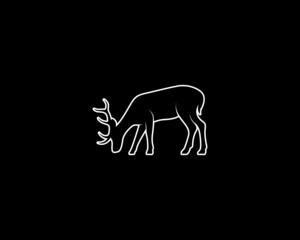 Fototapeta na wymiar Deer Silhouette on Black Background. Isolated Vector Animal Template for Logo Company, Icon, Symbol etc