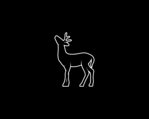 Deer Silhouette on Black Background. Isolated Vector Animal Template for Logo Company, Icon, Symbol etc