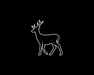 Deer Silhouette on Black Background. Isolated Vector Animal Template for Logo Company, Icon, Symbol etc