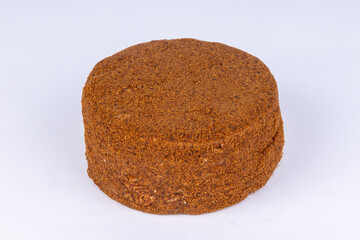 delicious fresh honey cake on a white background