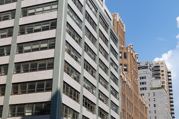 Row of Generic Skyscrapers along a Street in Kips Bay of New York City