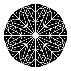 Isolated vector abstract design lined silhouette ornamental snowflake on white