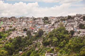 Fototapeta na wymiar urban panorama of poor neighborhood in Guatemala City
