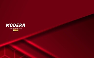 Obraz premium luxury modern red vector background banner design with red line.Overlap layers with paper effect on geometric textured background.vector illustration