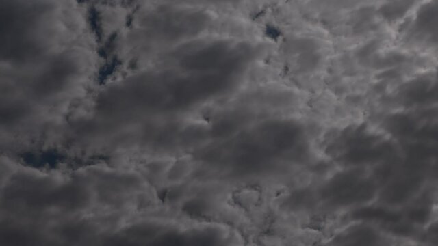 Storm clouds. Overcast cloudscape for autumn season background with copy space. Dramatic dark sky with rain clouds