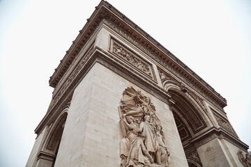  Arc de Triomphe de l'Étoile, famous monument in Paris, France.