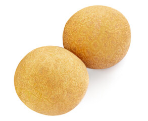 Longan fruit. Fresh Longan (Dragon eye) isolated on white background. Summer tropical food. Close up.