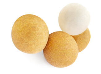 Longan fruit. Fresh Longan (Dragon eye) isolated on white background. Summer tropical food. Close up.