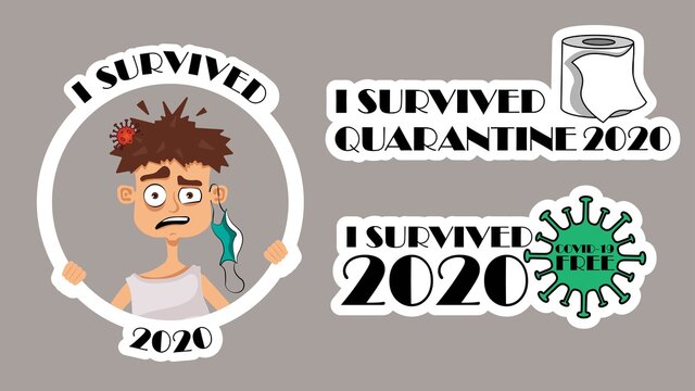 I Survived 2020 Concept. Stikers Set.