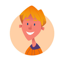 Blond teenage boy smiling vector illustration.