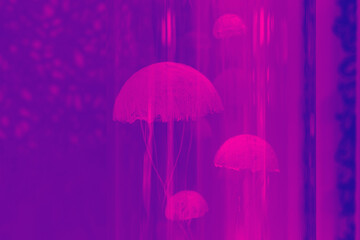 huge jellyfish duotone in vibrant bold gradient holographic colors. Concept art. minimal surrealism. abstract background