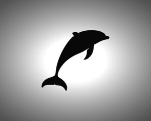 Dolphin Silhouette on White Background. Isolated Vector Animal Template for Logo Company, Icon, Symbol etc