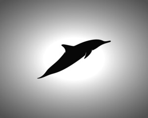 Obraz premium Dolphin Silhouette on White Background. Isolated Vector Animal Template for Logo Company, Icon, Symbol etc