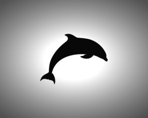 Dolphin Silhouette on White Background. Isolated Vector Animal Template for Logo Company, Icon, Symbol etc
