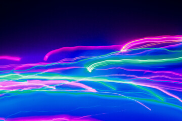 Glowing neon lines. Blue red pink and violet colorful lighting