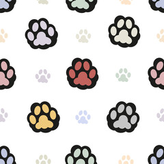 Colorful cat hand print paw print for fabric design vector pattern