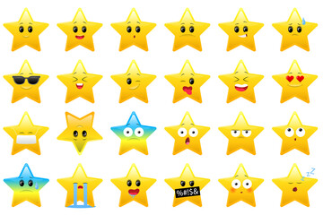 Collection of stars icon on white background