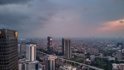 Fototapeta na wymiar Jakarta Cityscape Night and Sunset