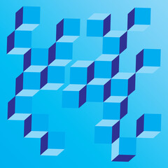 Abstract blue background with cubes, vector illustration. 