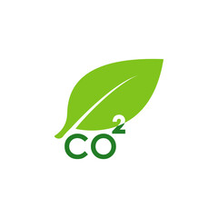 Green leaf with text co2 icon design isolated on white background. Vector illustration