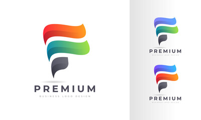 Colorful gradient initial F letter logo design vector template for your company business