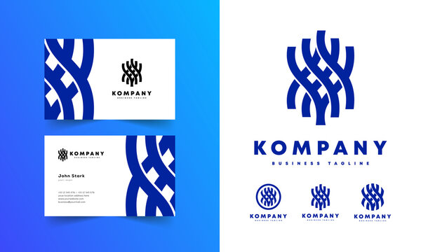 Minimalist flat rope tied and knot logo design with business card vector template for your company business