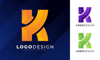 Colorful gradient initial K letter logo design vector template for your company business