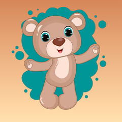 Cute Cartoon Teddy Bear . vector print.  Can be used for kid's clothing. Use for print, surface design, fashion wear. For design of album, scrapbook, card and invitation 