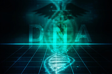 2d render of dna structure, abstract background
