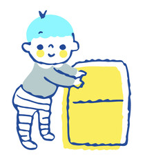 つかまり立ちをする赤ちゃん