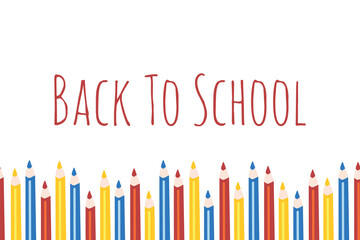 Back to school vector illustration with seamless coloring pencil border