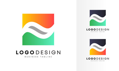 Colorful gradient wavy flying flat Logo design vector template for your business 