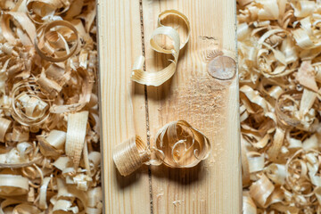  Sawdust on a wooden beam
