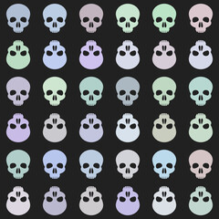 Seamless pattern with skulls. Ornamental background. Vector colorful illustration. Endless texture.